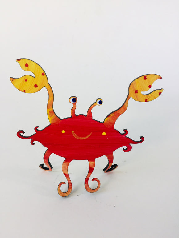 Crab Free Standing Sculpture - hand painted & functional