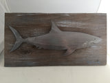 Brushed Steel Shark on Weathered Board