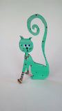 Cat in socks hand painted steel sculpture - SITTING CAT