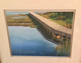 "Marsh Walk" oil pastels on board - framed - by Nancy Carter
