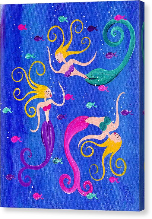 Blowing Bubbles Mermaids - Canvas Print