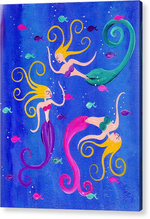 Blowing Bubbles Mermaids - Acrylic Print