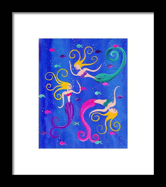 Blowing Bubbles Mermaids - Framed Print