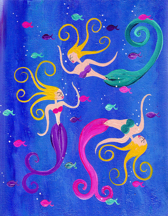 Blowing Bubbles Mermaids - Art Print