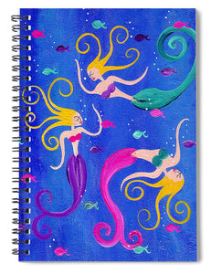 Blowing Bubbles Mermaids - Spiral Notebook
