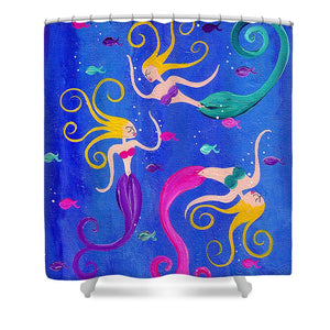 Blowing Bubbles Mermaids - Shower Curtain