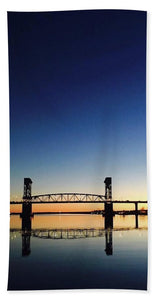 Cape Fear River at sunset with big blue sky - Bath Towel