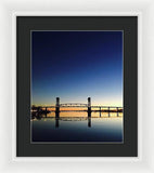 Cape Fear River at sunset with big blue sky - Framed Print