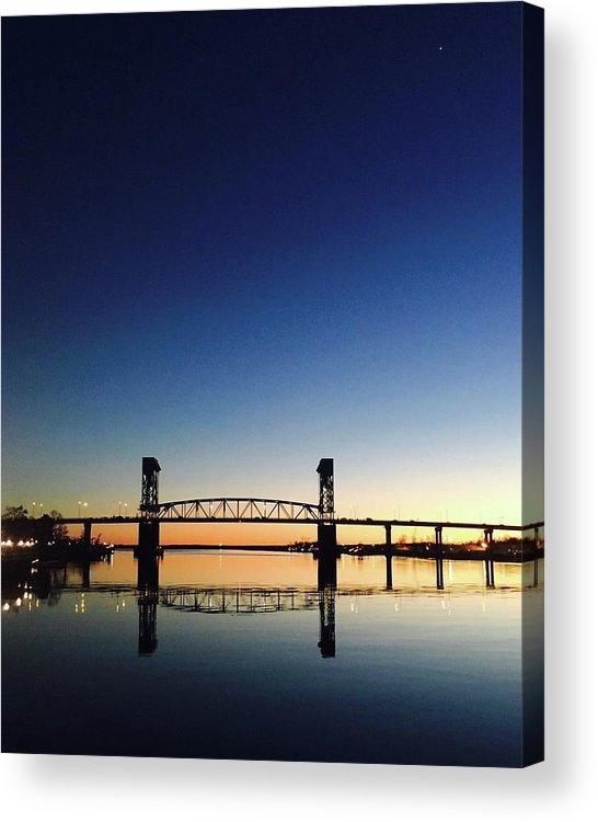 Cape Fear River at sunset with big blue sky - Acrylic Print