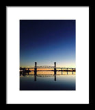 Cape Fear River at sunset with big blue sky - Framed Print