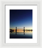 Cape Fear River at sunset with big blue sky - Framed Print