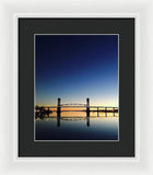 Cape Fear River at sunset with big blue sky - Framed Print