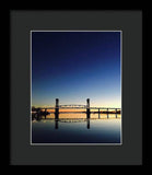 Cape Fear River at sunset with big blue sky - Framed Print