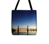 Cape Fear River at sunset with big blue sky - Tote Bag