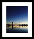 Cape Fear River at sunset with big blue sky - Framed Print