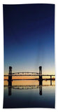 Cape Fear River at sunset with big blue sky - Beach Towel