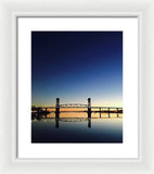 Cape Fear River at sunset with big blue sky - Framed Print