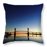Cape Fear River at sunset with big blue sky - Throw Pillow