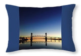 Cape Fear River at sunset with big blue sky - Throw Pillow