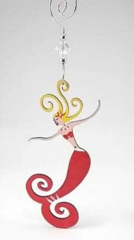 Mermaid ornament hand painted beach house hanging christmas tree decoration