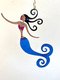 Mermaid Ornament Hand Painted with darker skin tones