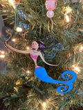 Mermaid Ornament Hand Painted with darker skin tones