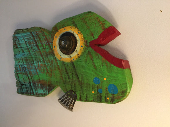 “Leno” handpainted fish on reclaimed wood