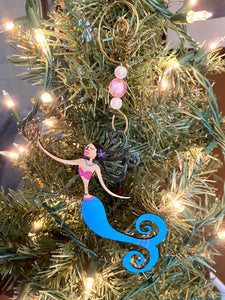 Mermaid Ornament Hand Painted with darker skin tones