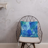 Octopus Throw Pillow swimming in blue ocean for beach cottage or nautical nursery