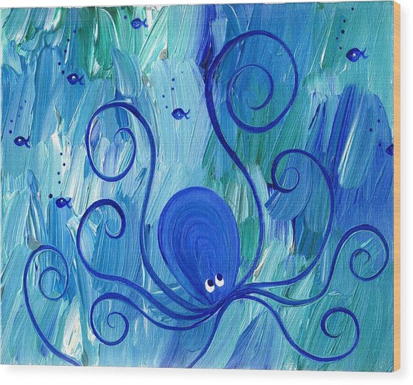 Octopus Swimming - Wood Print