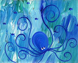 Octopus Swimming - Art Print