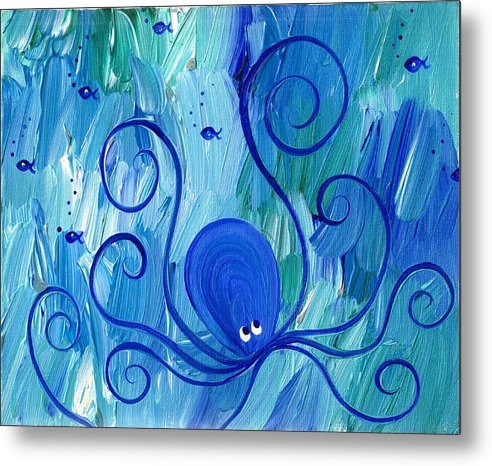 Octopus Swimming - Metal Print