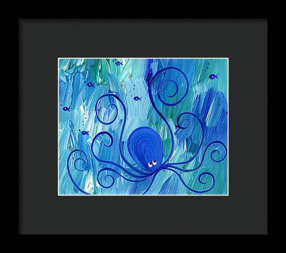 Octopus Swimming - Framed Print