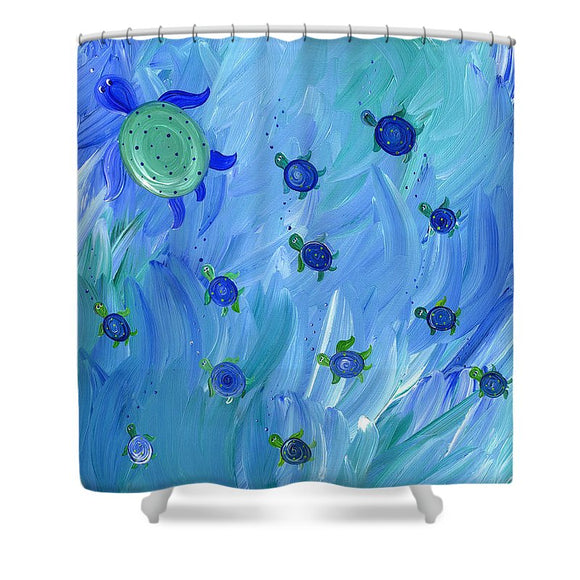 Swimming Turtles - Shower Curtain